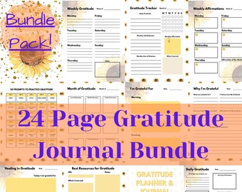 DIGITAL GRATITUDE JOURNAL Download 24 Pages Gratitude Journal, Daily Gratitude, Gratitude Tracker, Weekly Affirmations, Healing, Printable