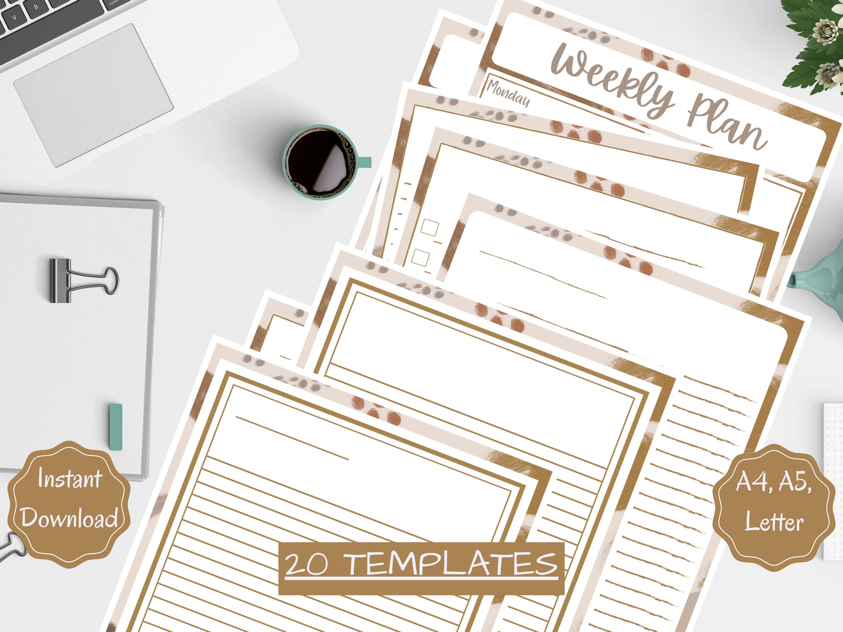 DIGITAL STATIONARY BUNDLE Printable 20 Template Pages, Daily to Do List ...