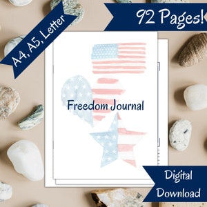 DIGITAL FREEDOM JOURNAL 92 Pages Printable, Freedom Quotes Journal Prompts, Bible Study Notes, Sermon Notes, Prayer Requests, Flag Themed image 10