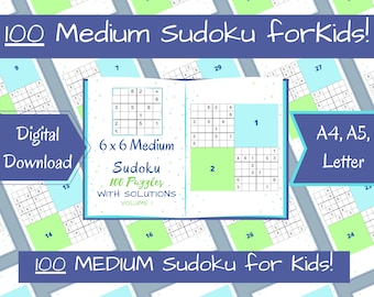 Printable PDF Easy Sudoku for Kids 6x6 - 400 Children Puzzles With ...