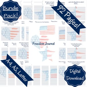 DIGITAL FREEDOM JOURNAL 92 Pages Printable, Freedom Quotes Journal Prompts, Bible Study Notes, Sermon Notes, Prayer Requests, Flag Themed image 5