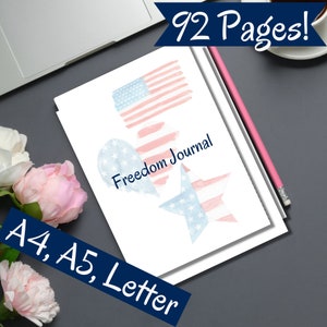 DIGITAL FREEDOM JOURNAL 92 Pages Printable, Freedom Quotes Journal Prompts, Bible Study Notes, Sermon Notes, Prayer Requests, Flag Themed image 6