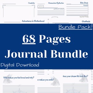 DIGITAL JOURNALING BUNDLE Download 68 Pages, Journal Writing Prompts, Gratitude Journal, Bible Journaling, Daily Reflection, Printable