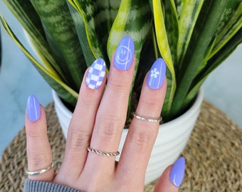 Lavender Abstract Press On Nails | Custom Sized Set | 10 Nails Included