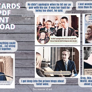 Opvolgingskaartenset A / Quotes van Roman Roy, Kendall Roy, Tom / Opvolgingsmerch / Opvolgingsposter / Waystar Royco / Opvolgingscadeau