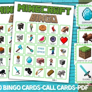 Mincrafter verjaardag feestbingo, gamerbingo, pixelmijnspel, minecrafter-feestspel, verjaardag videogame voor gamerjongen of gamermeisje