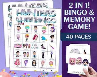 KPOP Demon Hunter utskrivbara födelsedagsspel Bingo, rolig K-Pop festaktivitet, HUNTR/X Saja Boys Rumi Jinu, Demon Hunters födelsedagsfestgåvor