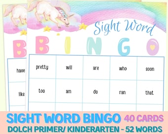 SIGHT WORD Bingo | DOLCH Primer | Instant Download | Kindergarten Worksheet | PreSchool Busy Book Learning Sheet | Fun Sight Words