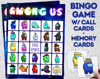Party Bingo Among Us Birthday, Gamer Bingo, Imposter Game, Among Us Party Decorations, Birthday for Gamer Boy Gamer Girl, Printable Among Us