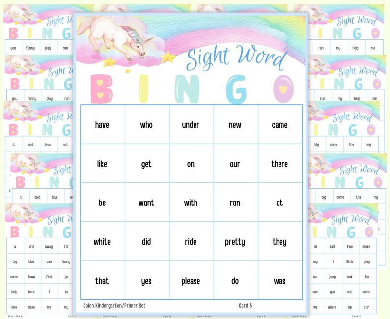 SIGHT WORD Bingo DOLCH Primer Instant Download - Etsy