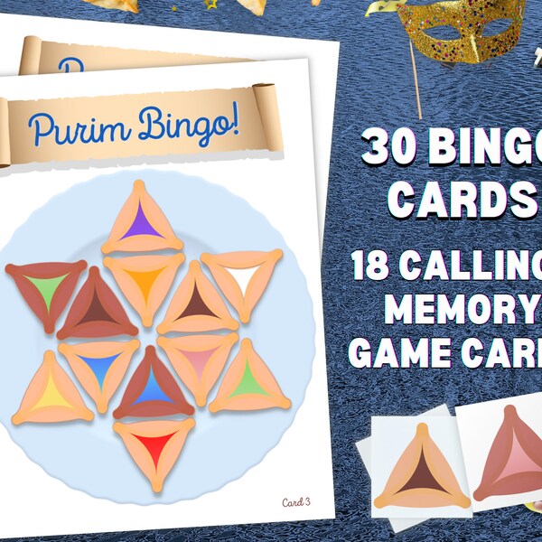 PURIM Bingo | Purim Games | Fun Purim Activities | Kids Purim | Purim Decorations | HamEntashen | Megilla Esther | Printable Purim