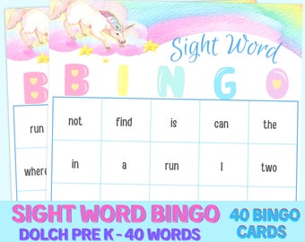 PreK Sight Word Bingo | Dolch Sight Words | Instant Download | PreSchool Worksheet | kindergarten Busy Book Learning Sheet | Fun Sight Words