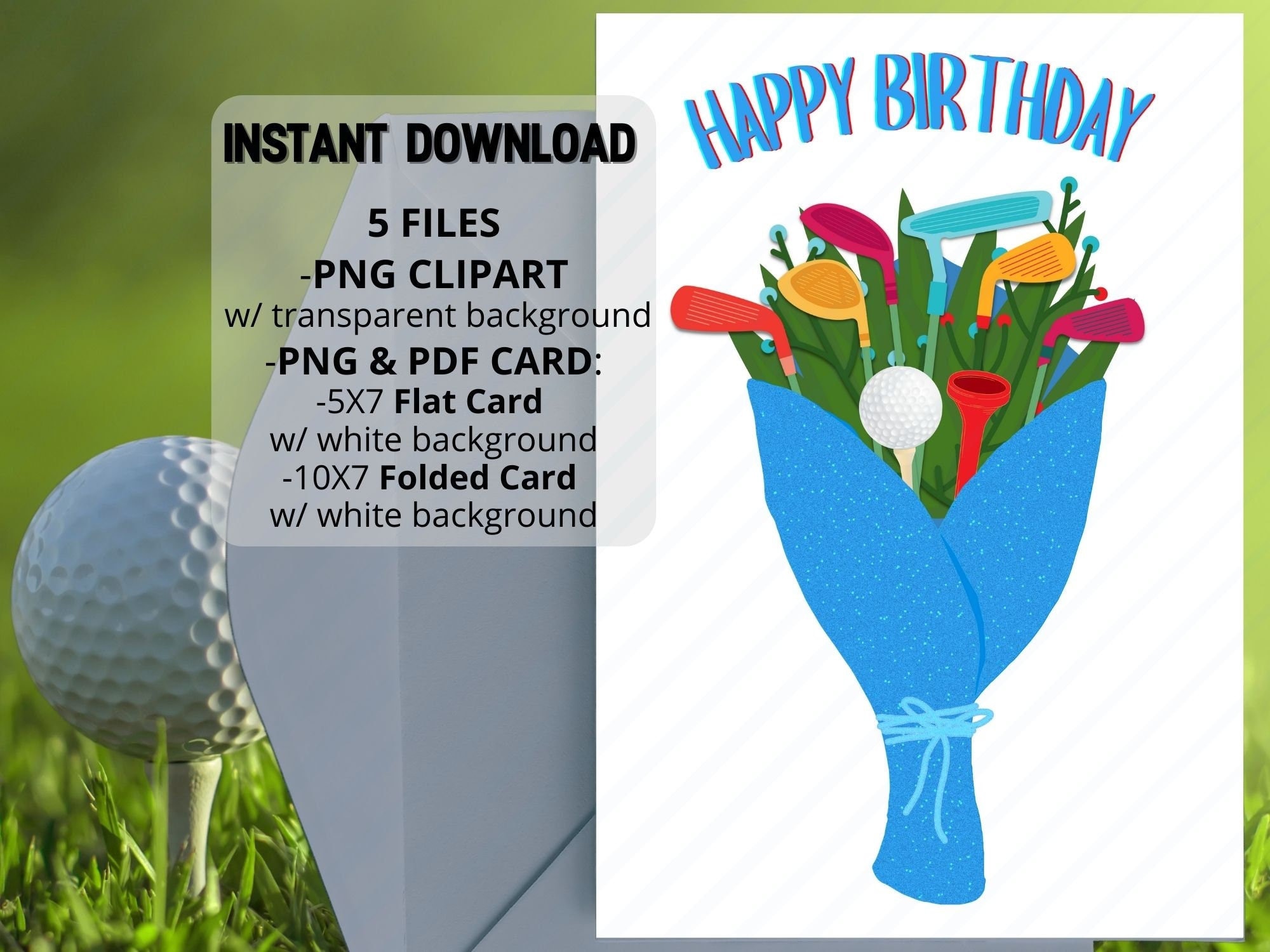 Golf Birthday Card, Printable Birthday Card for Golfer, Golf Gift, Golf ...
