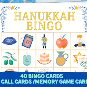 Chanukka Bingo | Chanukka-Spiele | Spaß Chanukka Aktivitäten | Kinder Chanukka | Chanukka Dekorationen | DREIDEL | MENORAH | Druckbares Chanukah