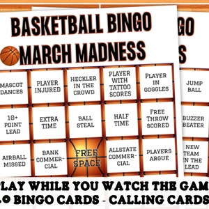 BASKETBALL Bingo, MARCH MADNESS Watch , Basketball Party Game, Basketball Game Night, Sports Bingo, Instant Download, Printable Basketball