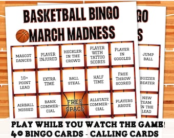 BASKETBALL Bingo, MARCH MADNESS Watch , Basketball Party Game, Basketball Game Night, Sports Bingo, Instant Download, Printable Basketball