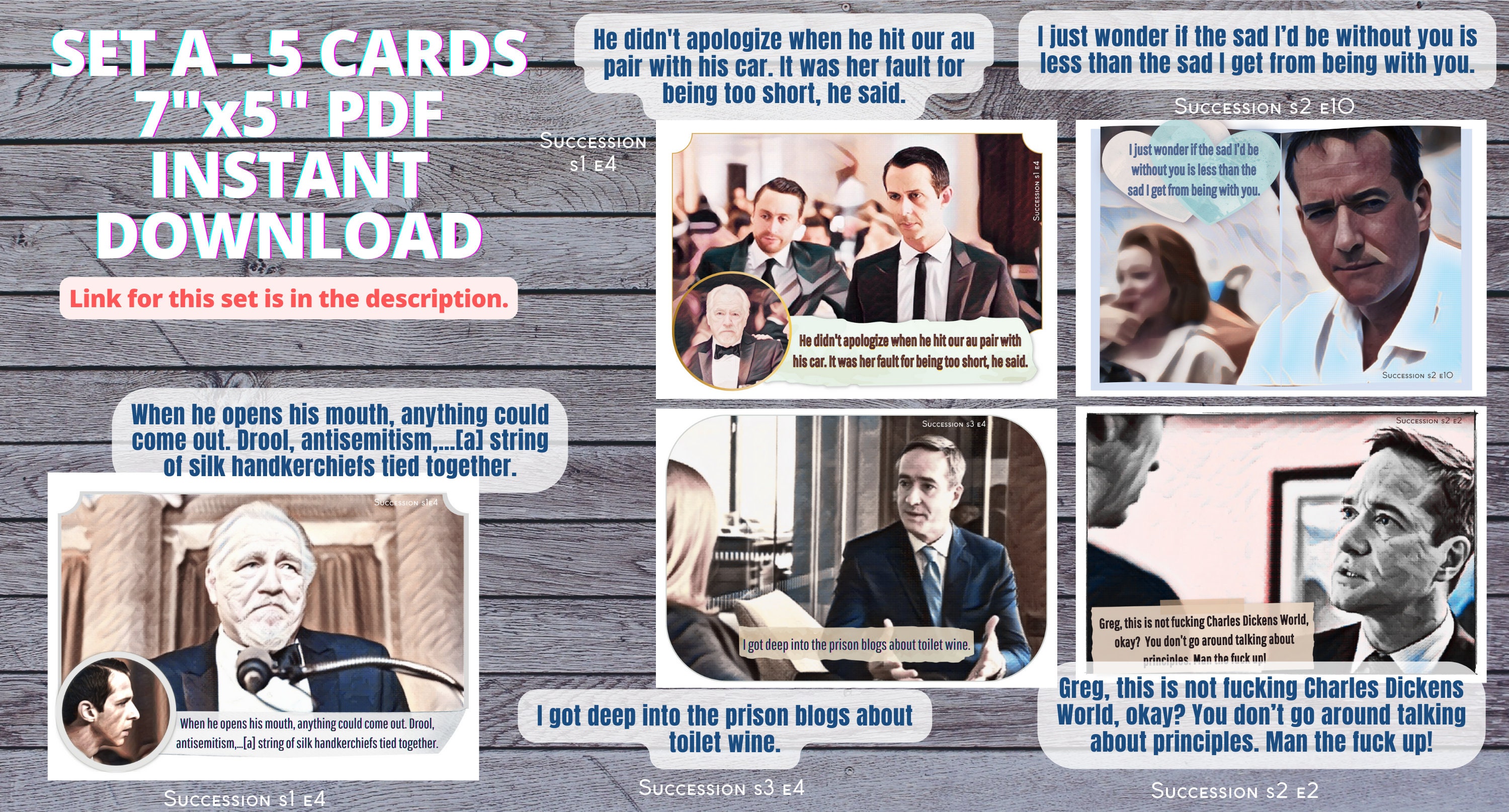 Printable Succession Card Set B Quotes From Logan Roy Kendall Roy Printable Succession Card Set B Quotes From Logan Roy Kendall Roy