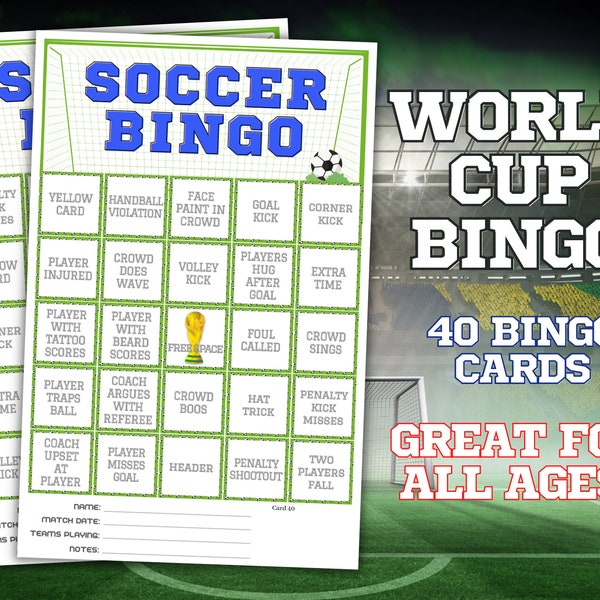 World Cup Party Game for Kids and Adults, Soccer Bingo, Fifa Bingo, World Cup Football Games, World Cup Party, Printable Soccer Party Game