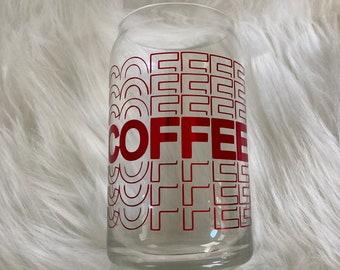 Personalized beer can glass, coffee glass cup, iced coffee glass, beer glass can