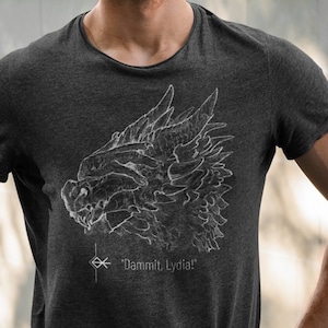 Skyrim Inspired Shirt, Funny Gamer Shirt, Gifts for Gamers, Men&#39;s Dragon Shirt, Funny Skyrim Joke, Dragon Gifts