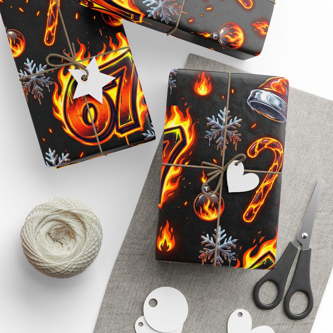 Flaming 67 Candy Cane Ornament Pattern Wrapping Paper | Holiday ...