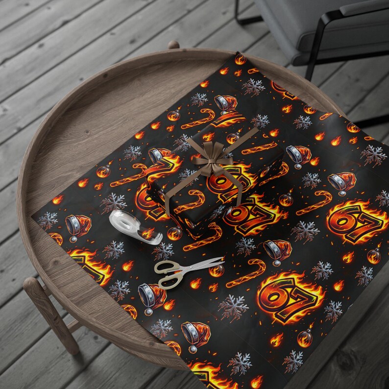 Flaming 67 Candy Cane Ornament Pattern Wrapping Paper | Holiday ...