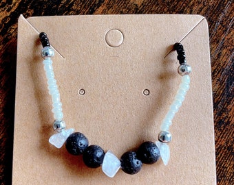 lava stones, beads, & crystals bracelet