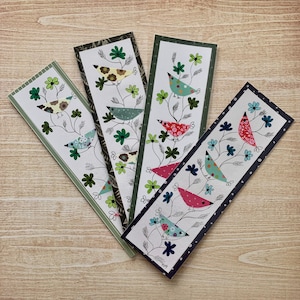 Graphic bookmarks and collages unique creation, bird theme
