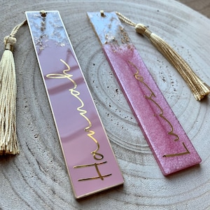 Lesezeichen personalisiert aus Epoxidharz in Pink und Gold Geschenk für Leser und Leseratten Resin Bookmark Bild 7