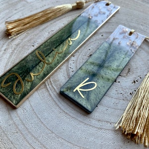 Ab 8,50 EURO: Lesezeichen personalisiert aus Epoxidharz verschiedene Farben und Gold Resin Bookmark Blau Petrol Grün Bild 5