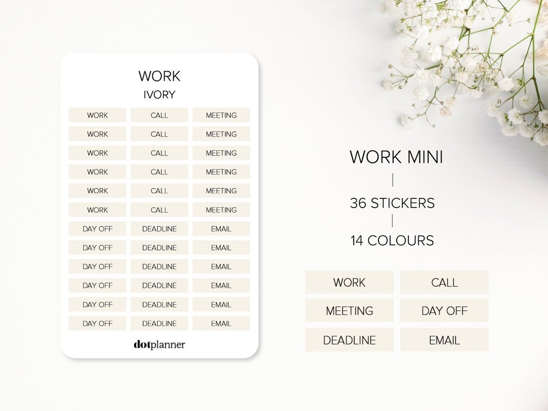 WORK MINI Text Stickers Minimal Functional Planning - Etsy