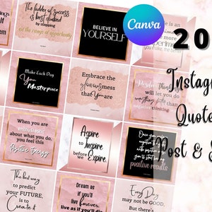 200 Girl Boss Quotes Post | Rose Gold Instagram Quotes templates | Canva Templates | Elegant Templates |  Beauty Templates