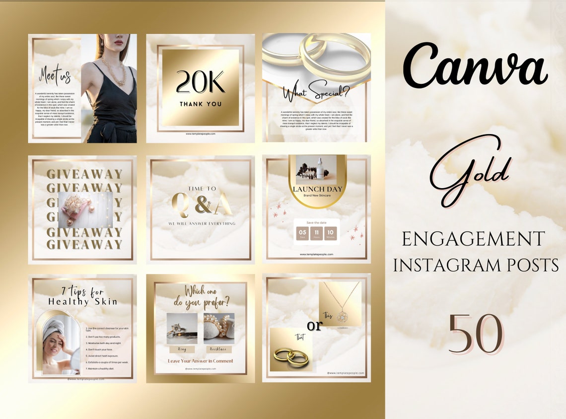 White and Gold Instagram Post Templates Canva, Instagram Story ...