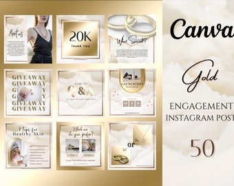 White and Gold Instagram Post Templates Canva, Instagram Story, Instagram Template Canva, Spruch für Instagram, Beauty Instagram Posts