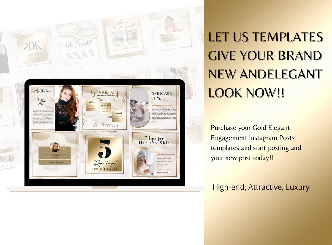 White and Gold Instagram Post Templates Canva, Instagram Story ...