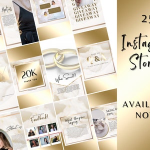 White and Gold Instagram Post Templates Canva, Instagram Story ...