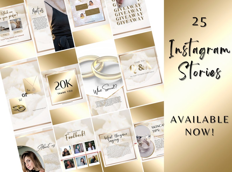 White and Gold Instagram Post Templates Canva, Instagram Story ...