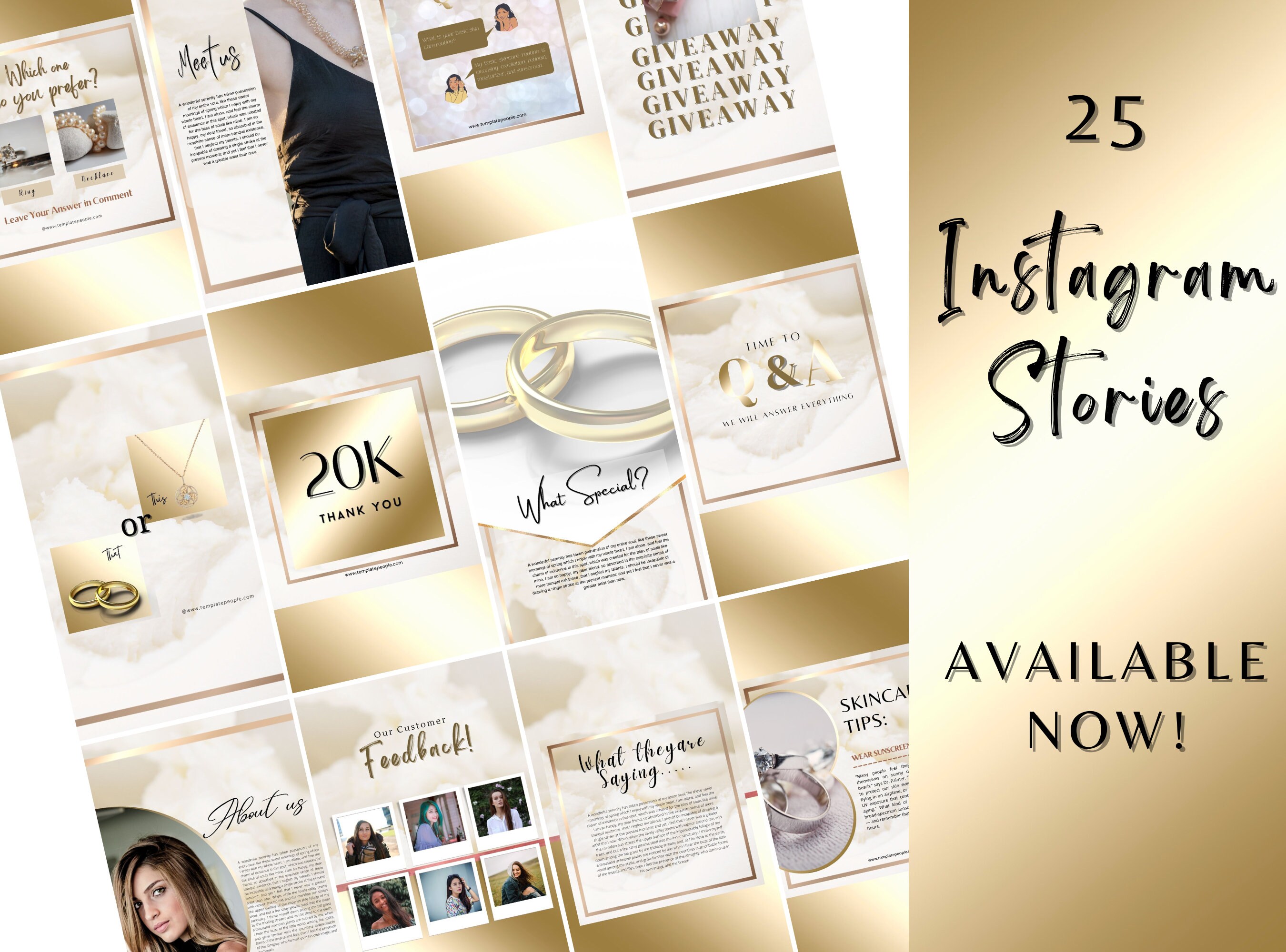 White and Gold Instagram Post Templates Canva, Instagram Story ...