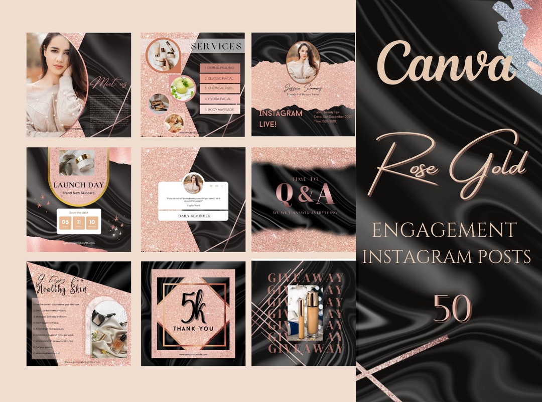Rose Gold Instagram Post Templates | Instagram Story | Canva Templates ...