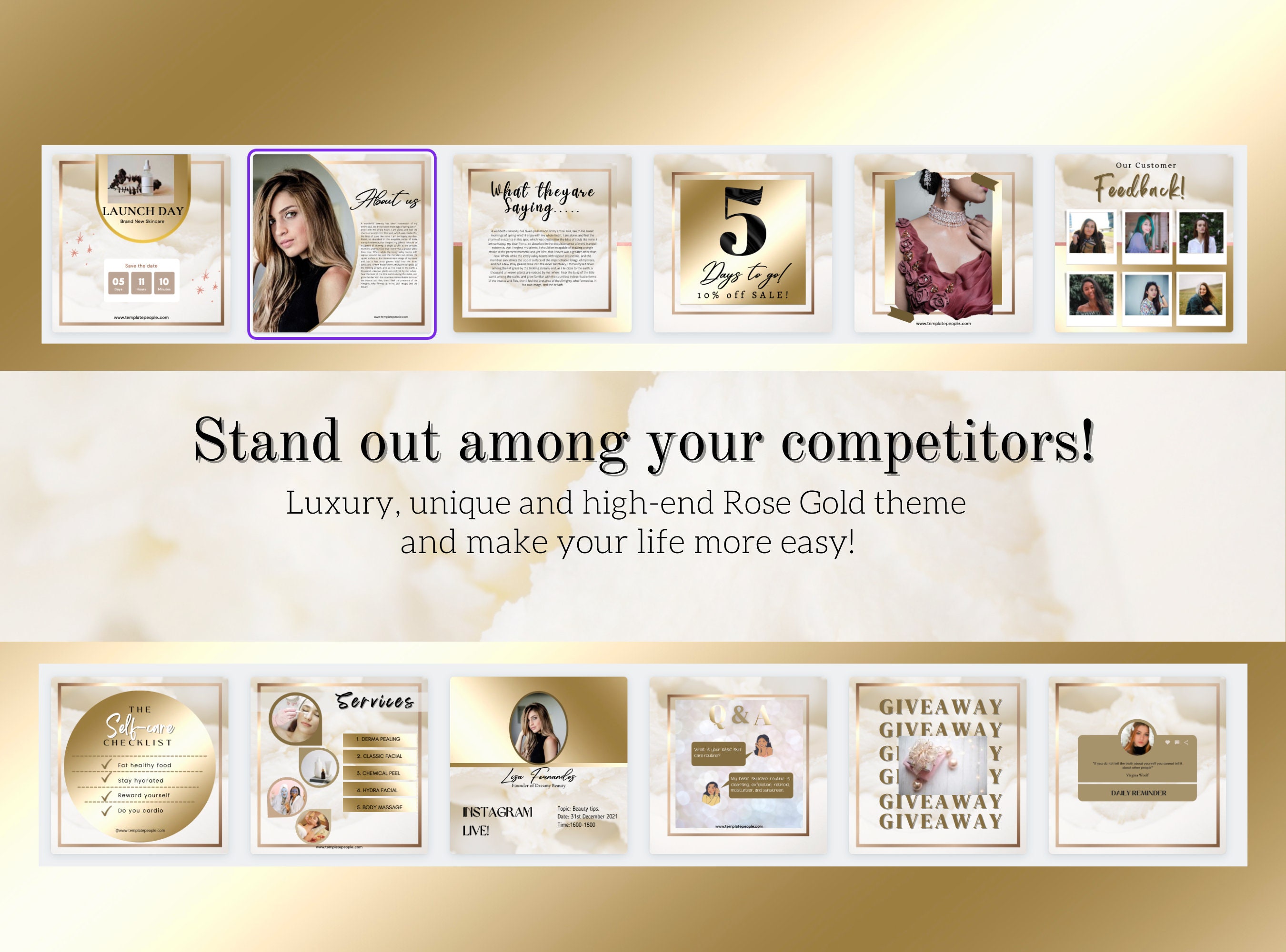 White and Gold Instagram Post Templates Canva, Instagram Story ...