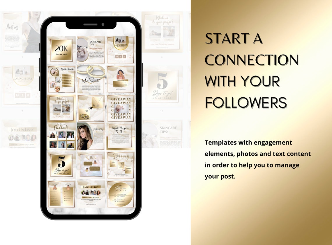 White and Gold Instagram Post Templates Canva, Instagram Story ...