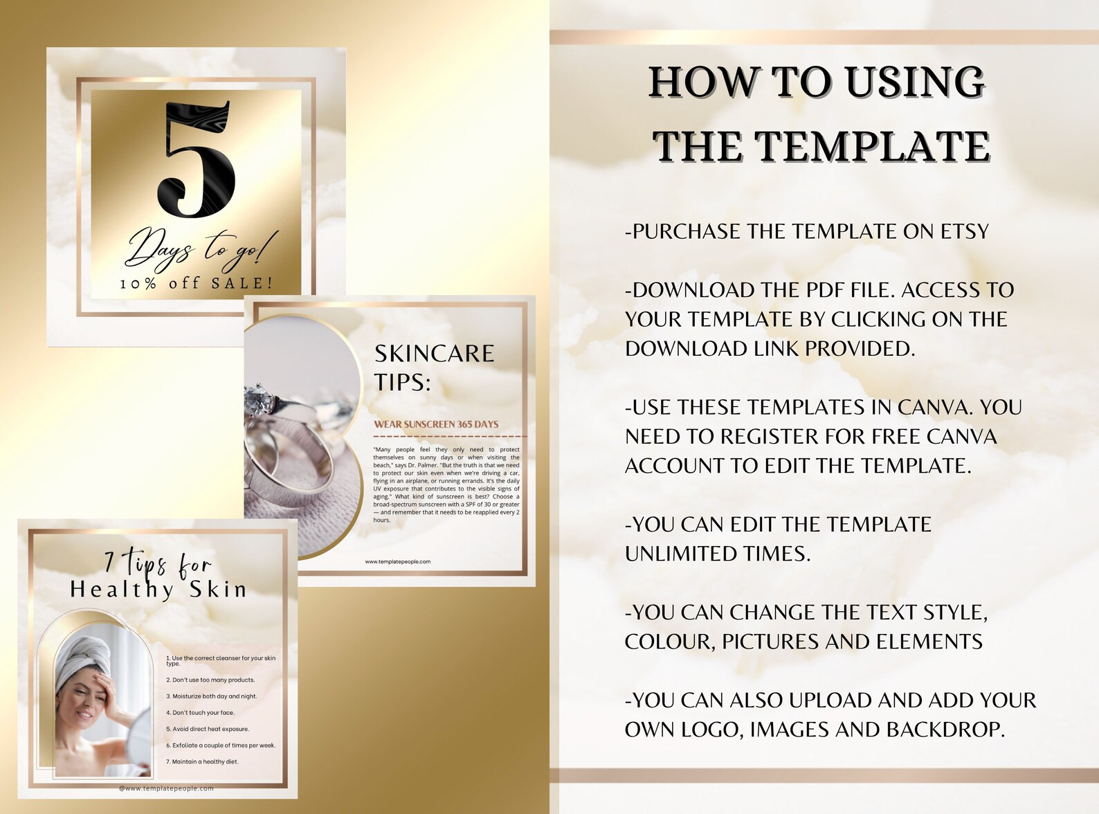 White and Gold Instagram Post Templates Canva, Instagram Story ...