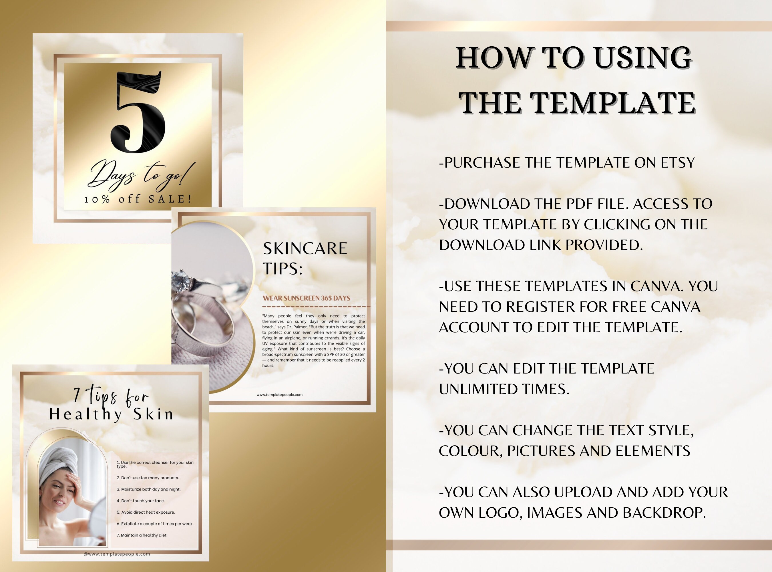 White and Gold Instagram Post Templates Canva, Instagram Story ...