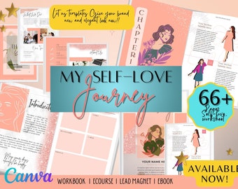 Done For You, Self Esteem Brandable Workbook, Life coaching tools, Lead magnet workbook, Lead magnet Canva, Coach Workbook Template