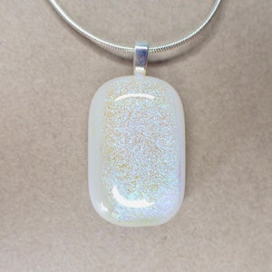 Fused Glass Pendant, White and Dichroic glass