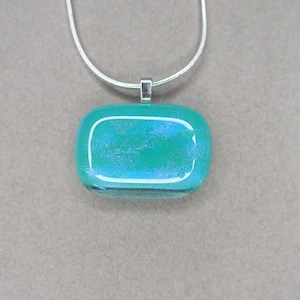 Beautiful Blue Dichroic Fused Glass Pendant | Ocean Blue Green Boho Jewelry | Unique Fused Glass Jewelry