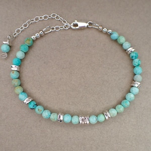 Gemstone Beaded Bracelet with Sterling Silver Chain | Peruvian Gemstone Boho Bracelet | Gift for Her/Minimalist Jewelry