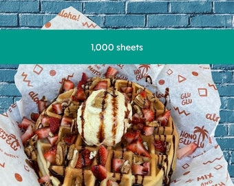 customized gift paper 1,000 Customized Deli Paper, White or Kraft Paper, Greaseproof Paper, Food Liners, Food Trucks, Taqueria,Restaurant- 12" x 12"-Free Shipping