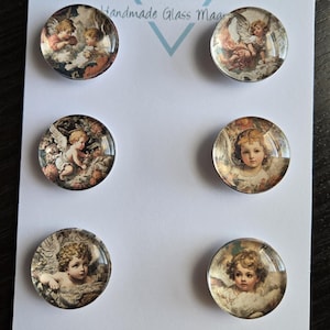 Cherub Magnets, Glass, Cabochon, Fridge Magnets, Home Decor, Gift Idea