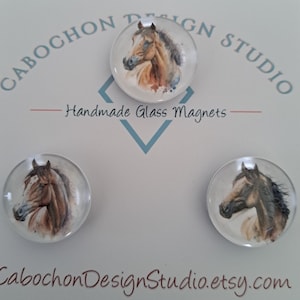 Horse Magnets, Glass, Cabochon, Fridge Magnets, Home Decor, Gift Idea